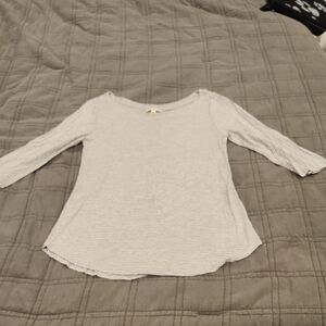 Zenana Outfitters Gray Striped 3/4 Sleeved  Top Size M!